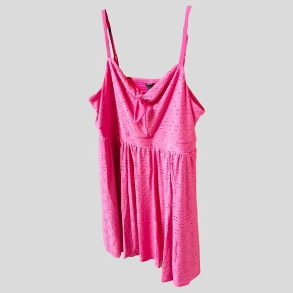 TORRID PLUS SIZE Mini Pink Knit Embroidered Skater Dress With A Sweetheart Neckl - Picture 6 of 16